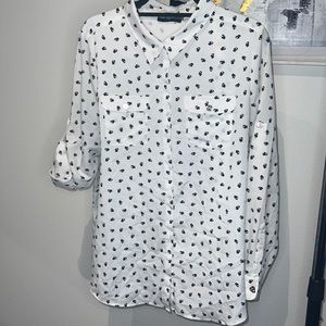 Karl Lagerfeld head button down blouse